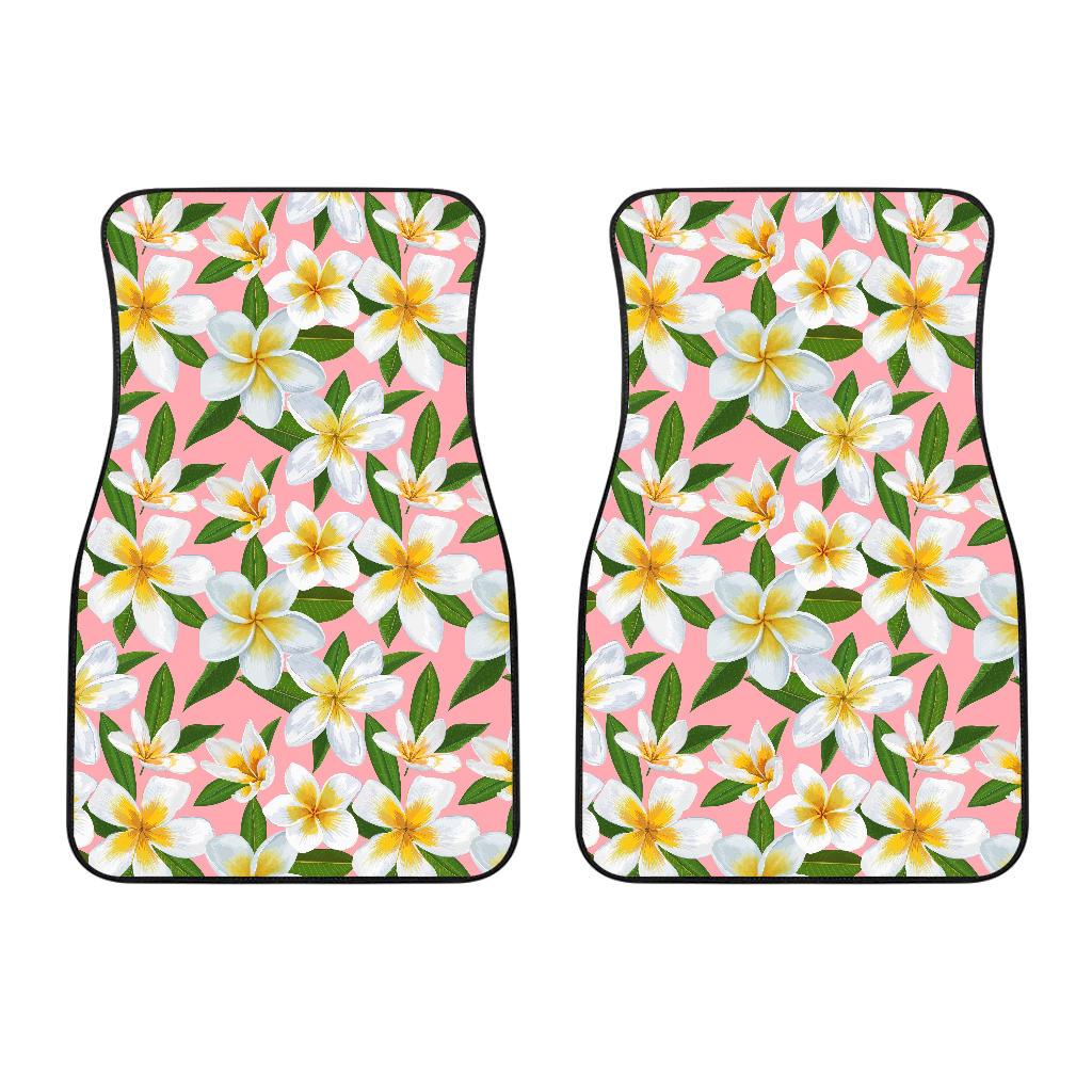 White Plumeria Pattern Print Design PM011 Car Floor Mats-JORJUNE.COM