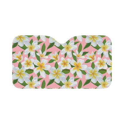 White Plumeria Pattern Print Design PM011 Car Sun Shade-JorJune
