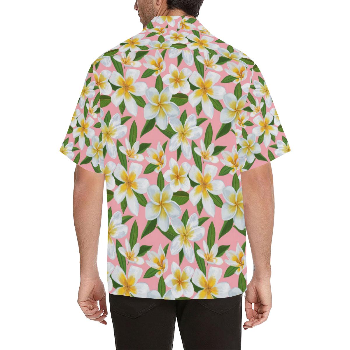White Plumeria Pattern Print Design PM011 Men Hawaiian Shirt-JorJune