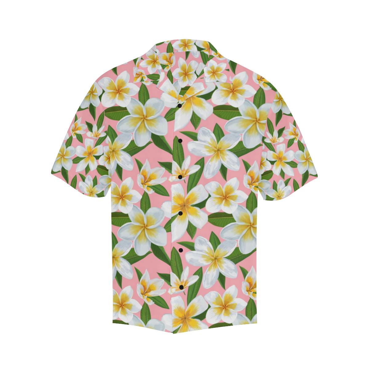 White Plumeria Pattern Print Design PM011 Men Hawaiian Shirt-JorJune