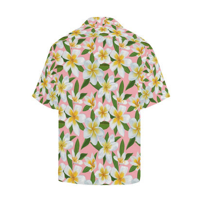 White Plumeria Pattern Print Design PM011 Men Hawaiian Shirt-JorJune