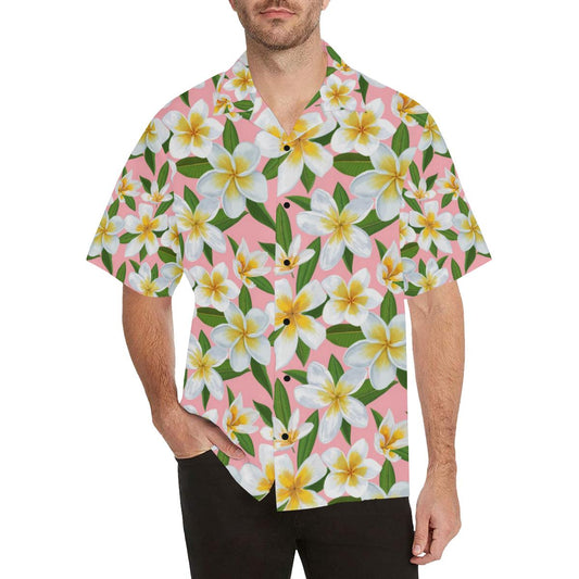 White Plumeria Pattern Print Design PM011 Men Hawaiian Shirt-JorJune