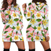 White Plumeria Pattern Print Design PM011 Women Hoodie Dress