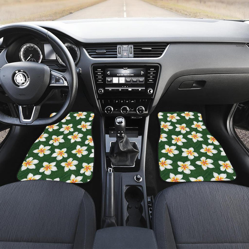 White Plumeria Pattern Print Design PM020 Car Floor Mats-JORJUNE.COM