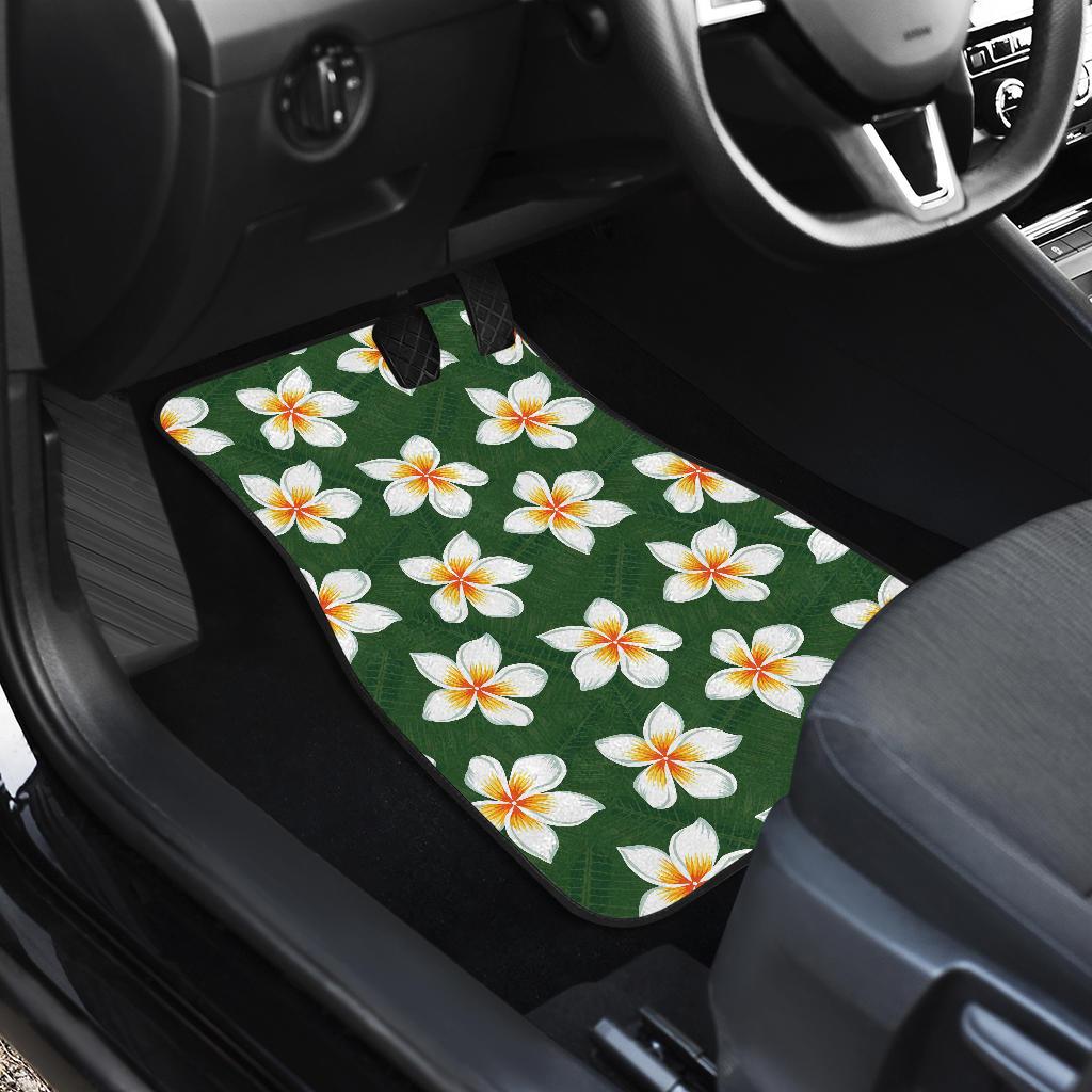 White Plumeria Pattern Print Design PM020 Car Floor Mats-JORJUNE.COM