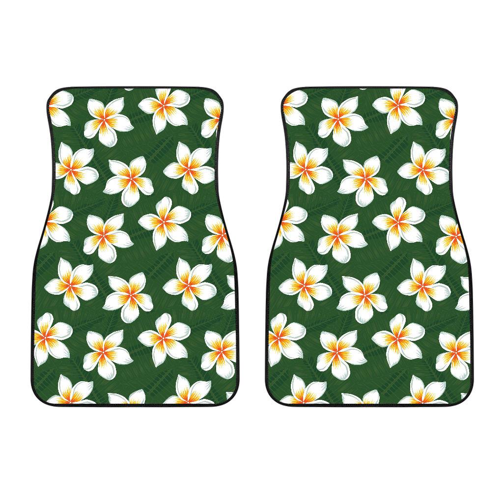 White Plumeria Pattern Print Design PM020 Car Floor Mats-JORJUNE.COM