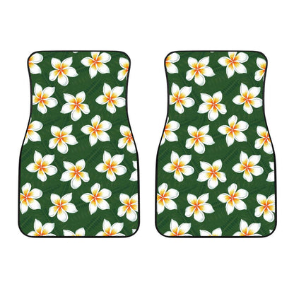 White Plumeria Pattern Print Design PM020 Car Floor Mats-JORJUNE.COM