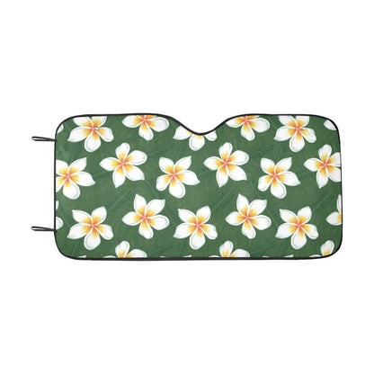 White Plumeria Pattern Print Design PM020 Car Sun Shade-JorJune