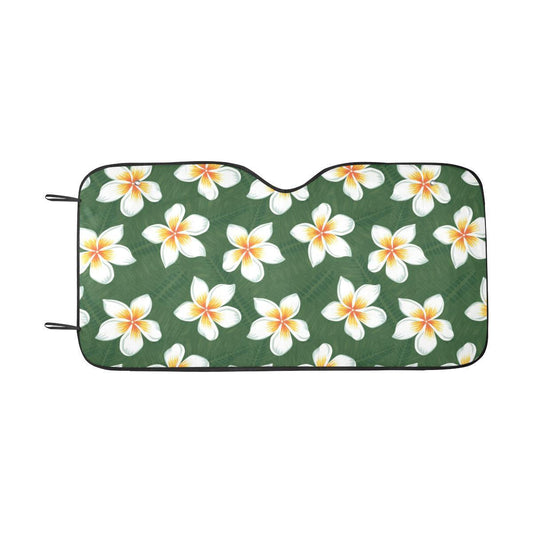 White Plumeria Pattern Print Design PM020 Car Sun Shade-JorJune