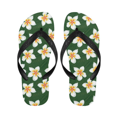 White Plumeria Pattern Print Design PM020 Flip Flops-JorJune