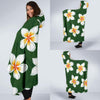 White Plumeria Pattern Print Design PM020 Hooded Blanket-JORJUNE.COM