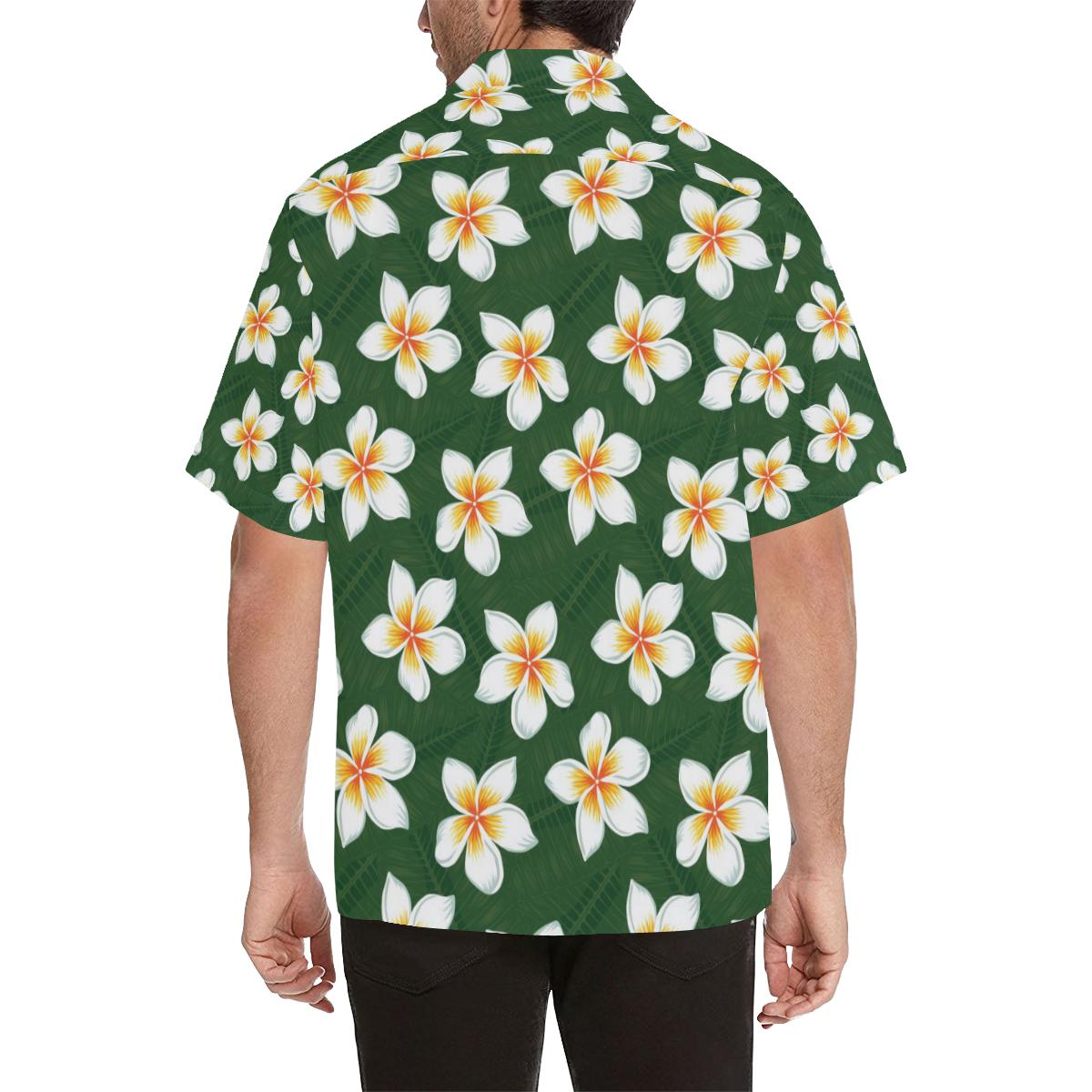 White Plumeria Pattern Print Design PM020 Men Hawaiian Shirt-JorJune