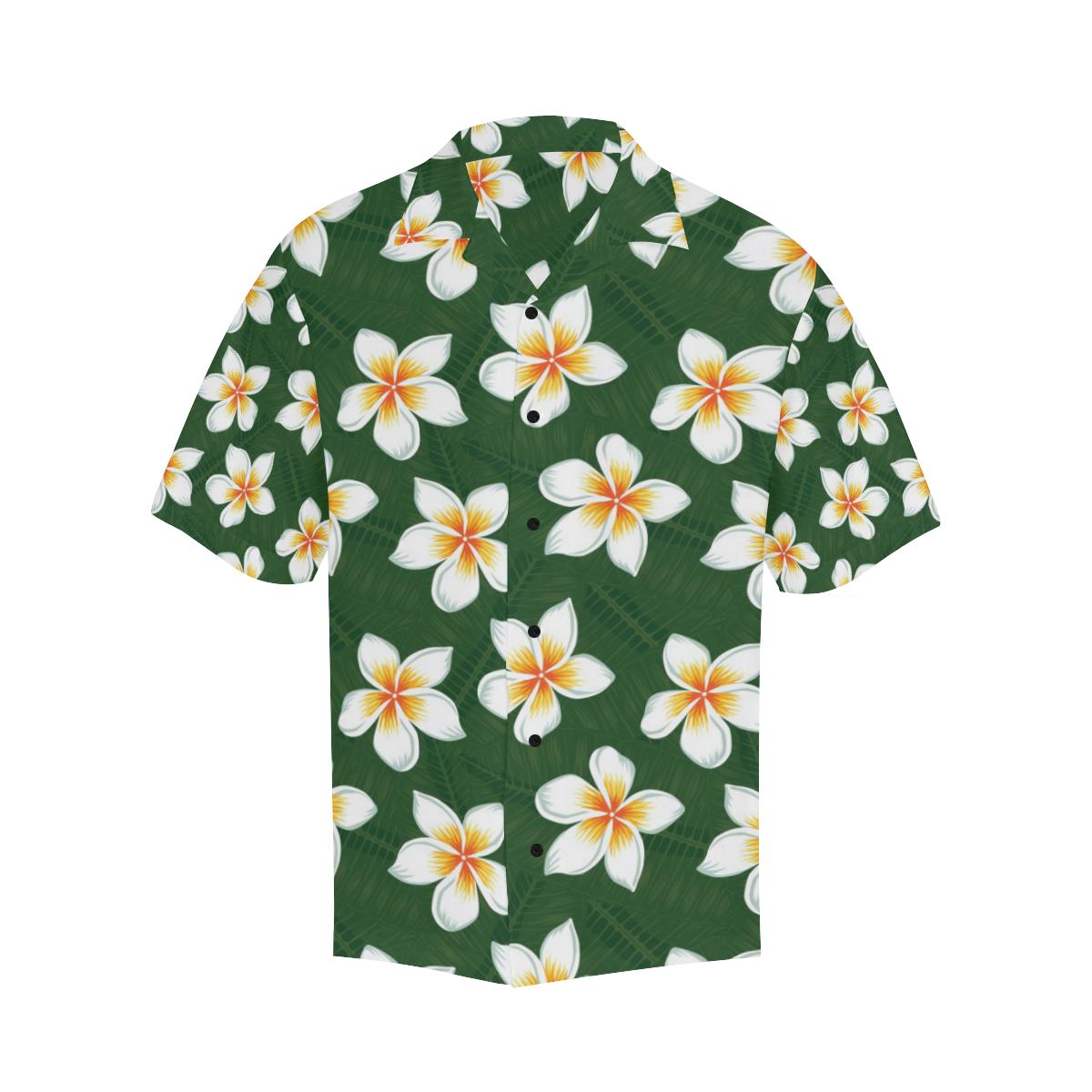White Plumeria Pattern Print Design PM020 Men Hawaiian Shirt-JorJune