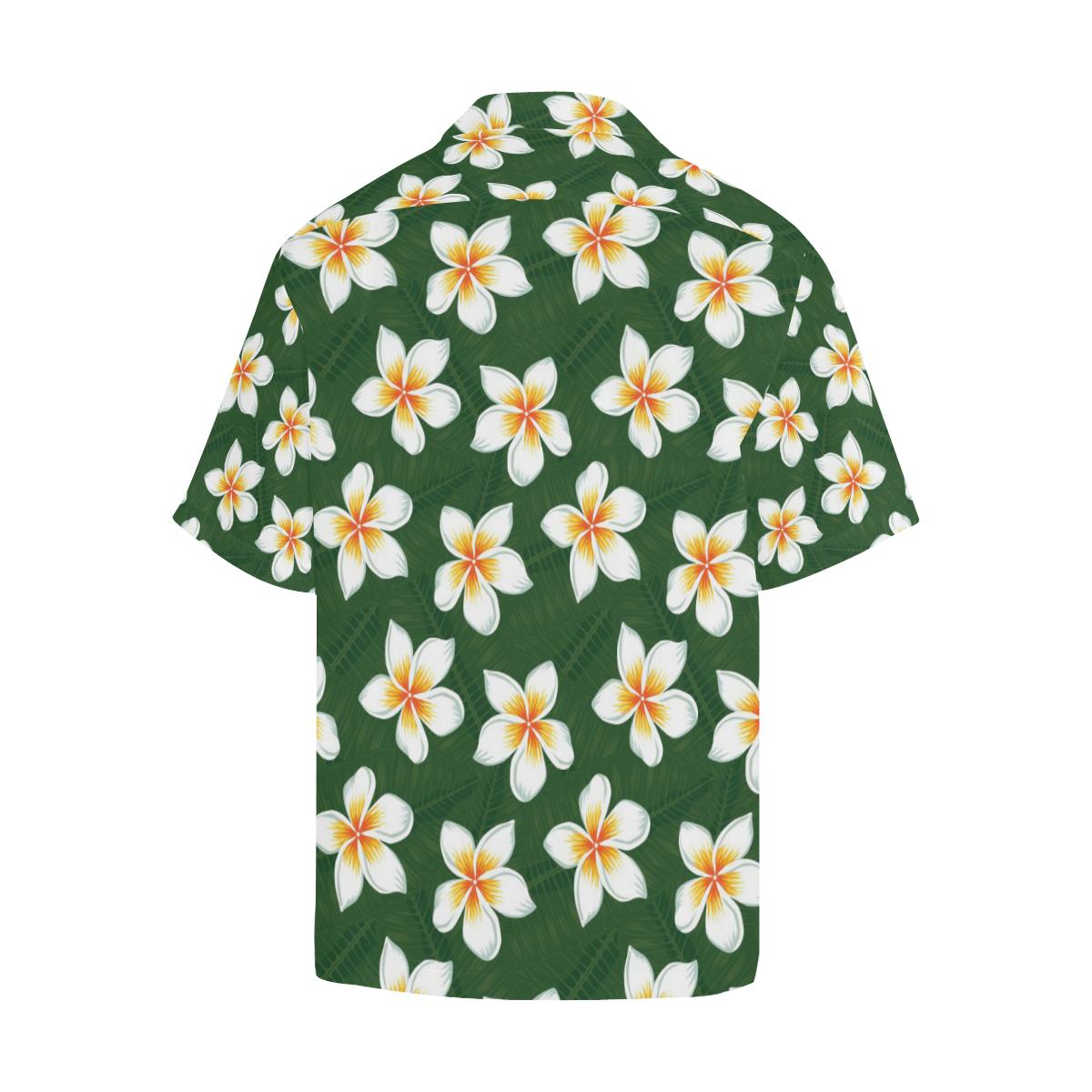 White Plumeria Pattern Print Design PM020 Men Hawaiian Shirt-JorJune
