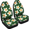 White Plumeria Pattern Print Design PM020 Universal Fit Car Seat Covers-JorJune