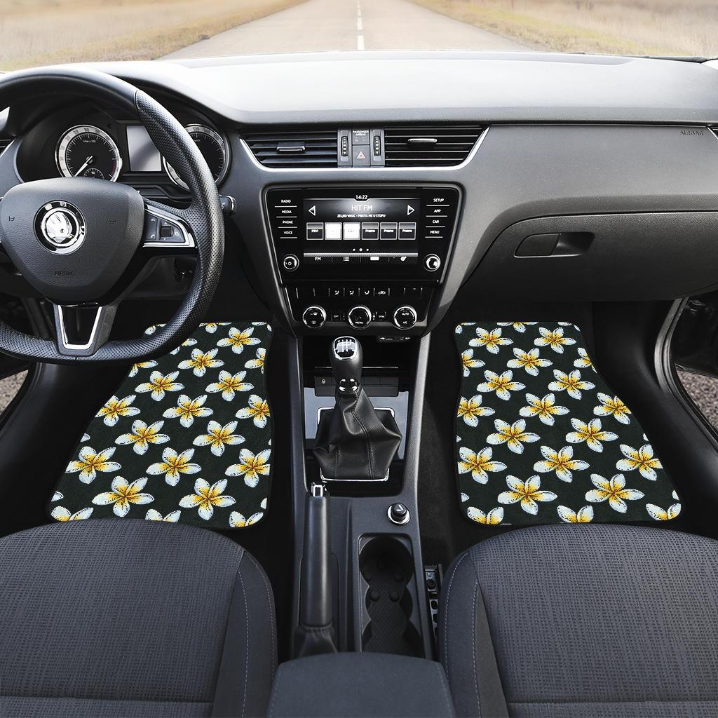 White Plumeria Pattern Print Design PM022 Car Floor Mats-JORJUNE.COM