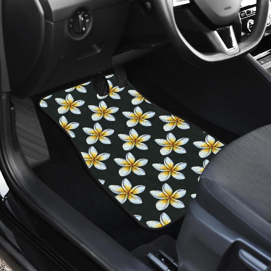White Plumeria Pattern Print Design PM022 Car Floor Mats-JORJUNE.COM