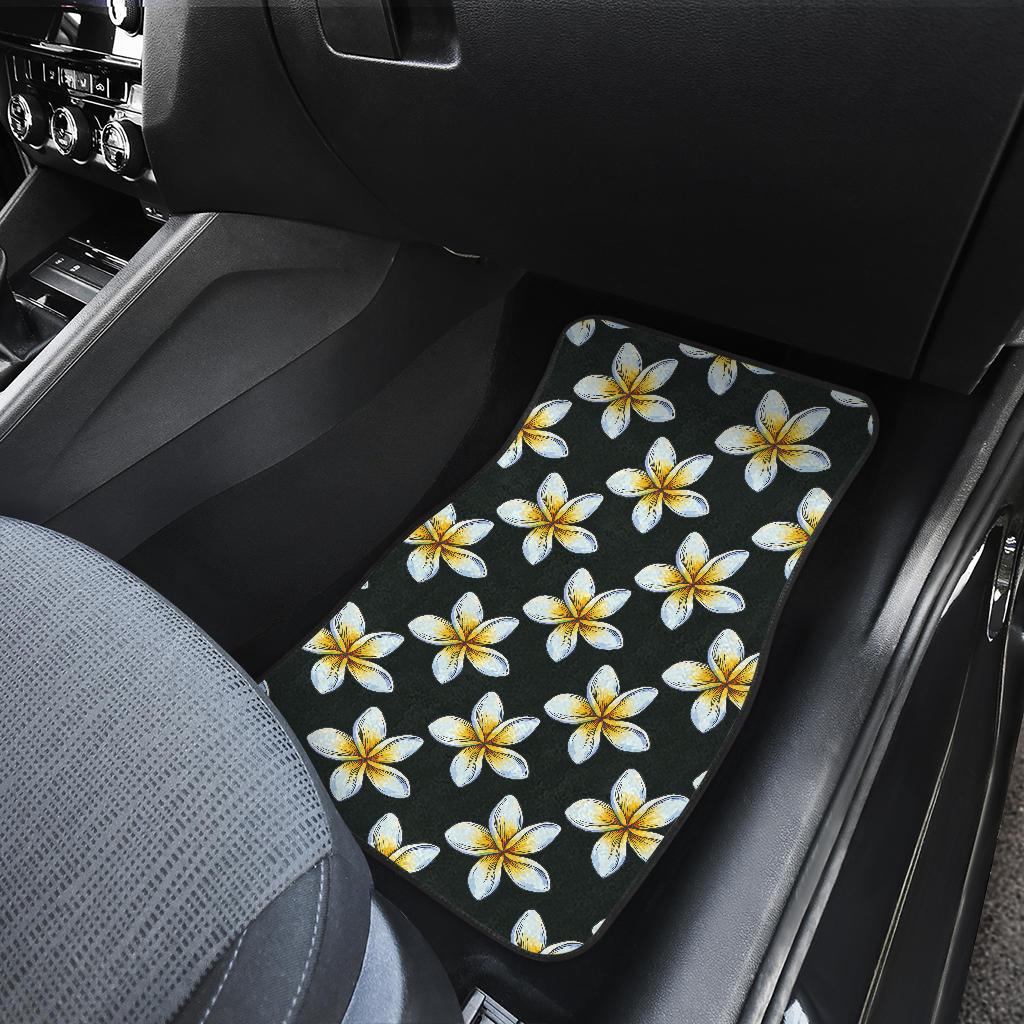 White Plumeria Pattern Print Design PM022 Car Floor Mats-JORJUNE.COM