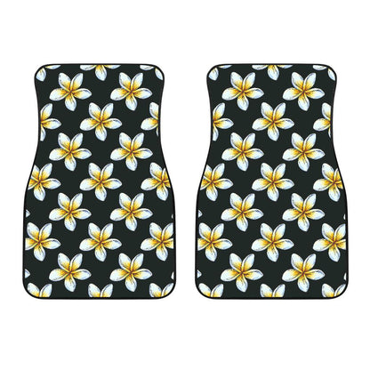 White Plumeria Pattern Print Design PM022 Car Floor Mats-JORJUNE.COM