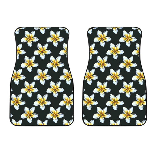 White Plumeria Pattern Print Design PM022 Car Floor Mats-JORJUNE.COM