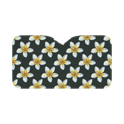 White Plumeria Pattern Print Design PM022 Car Sun Shade-JorJune