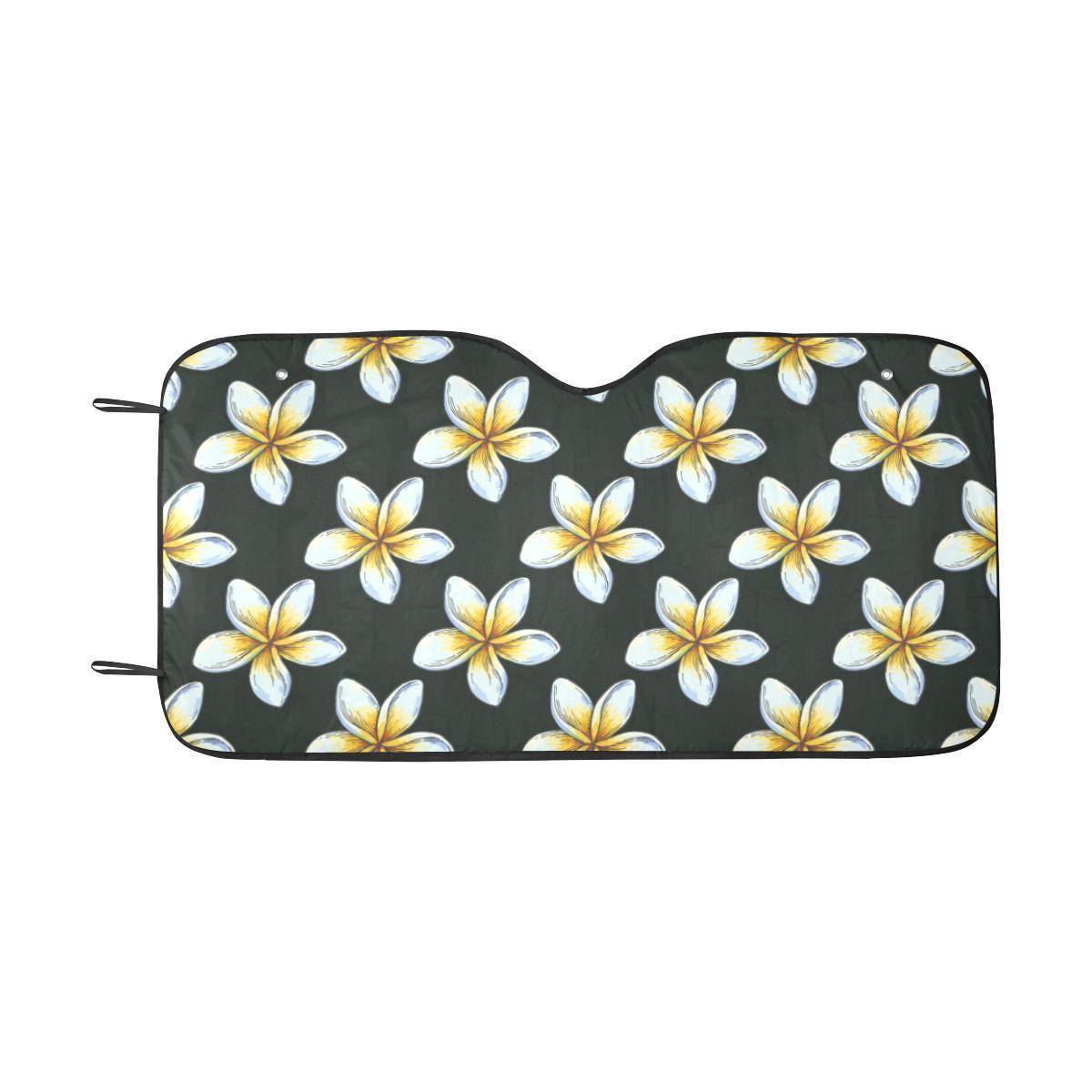 White Plumeria Pattern Print Design PM022 Car Sun Shade-JorJune