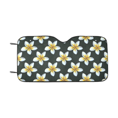 White Plumeria Pattern Print Design PM022 Car Sun Shade-JorJune