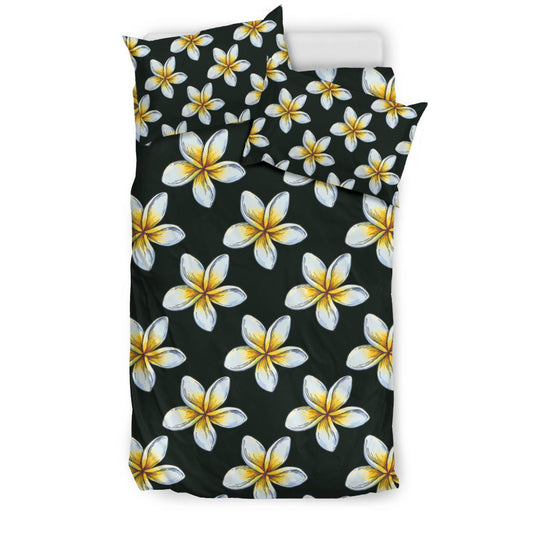 White Plumeria Pattern Print Design PM022 Duvet Cover Bedding Set-JORJUNE.COM