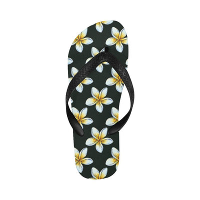 White Plumeria Pattern Print Design PM022 Flip Flops-JorJune