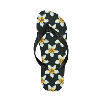 White Plumeria Pattern Print Design PM022 Flip Flops-JorJune