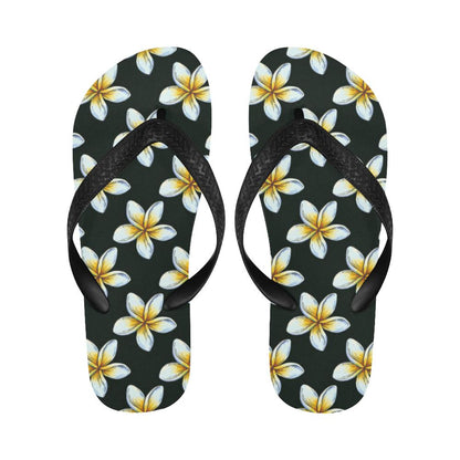 White Plumeria Pattern Print Design PM022 Flip Flops-JorJune