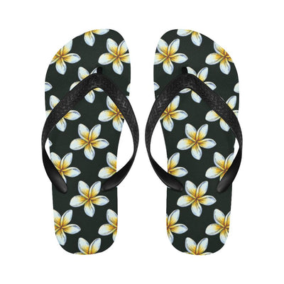 White Plumeria Pattern Print Design PM022 Flip Flops-JorJune