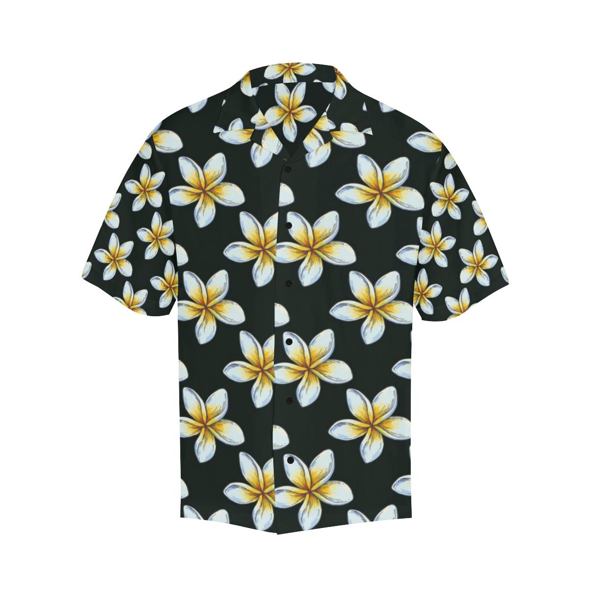 White Plumeria Pattern Print Design PM022 Men Hawaiian Shirt-JorJune