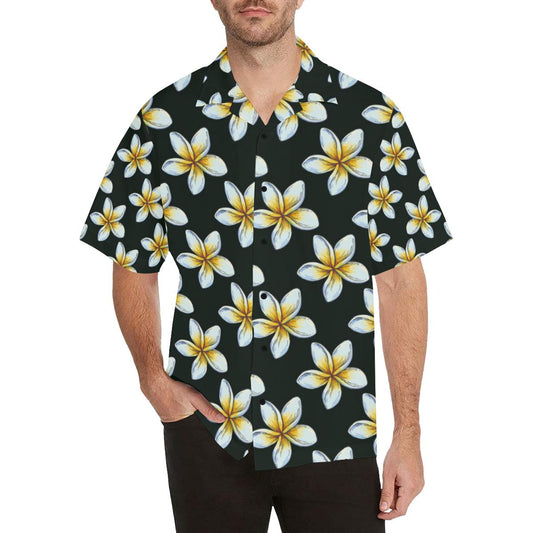 White Plumeria Pattern Print Design PM022 Men Hawaiian Shirt-JorJune