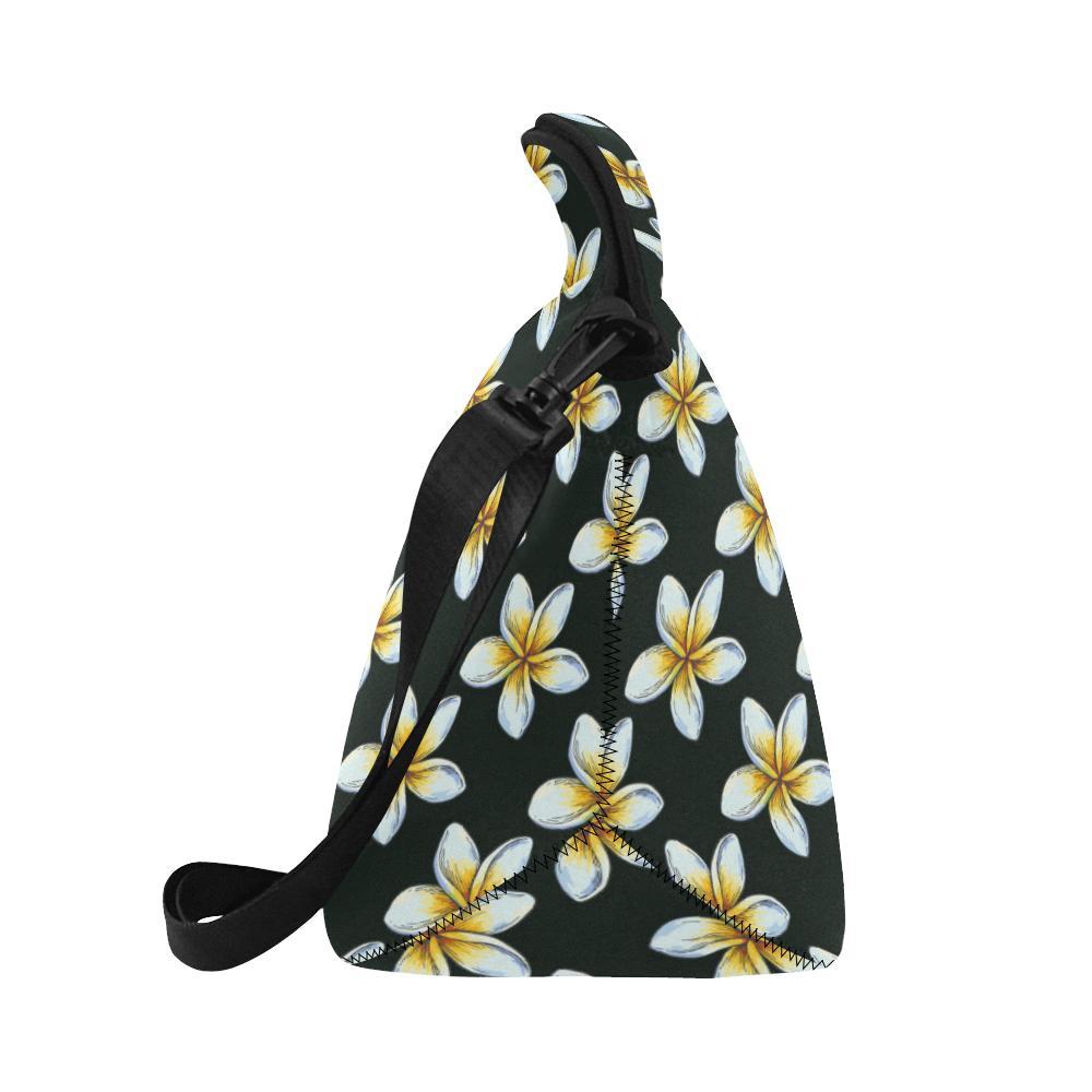 White Plumeria Pattern Print Design PM022 Neoprene Lunch Bag-JorJune