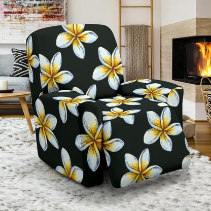 White Plumeria Pattern Print Design PM022 Recliner Slipcover-JORJUNE.COM