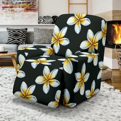 White Plumeria Pattern Print Design PM022 Recliner Slipcover-JORJUNE.COM