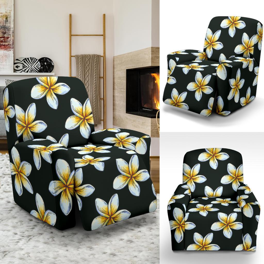 White Plumeria Pattern Print Design PM022 Recliner Slipcover-JORJUNE.COM