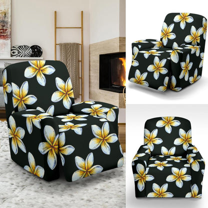 White Plumeria Pattern Print Design PM022 Recliner Slipcover-JORJUNE.COM