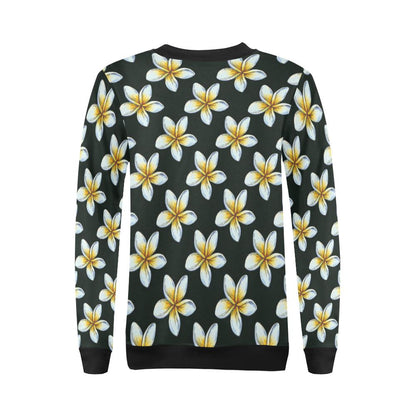 White Plumeria Pattern Print Design PM022 Women Long Sleeve Sweatshirt-JorJune
