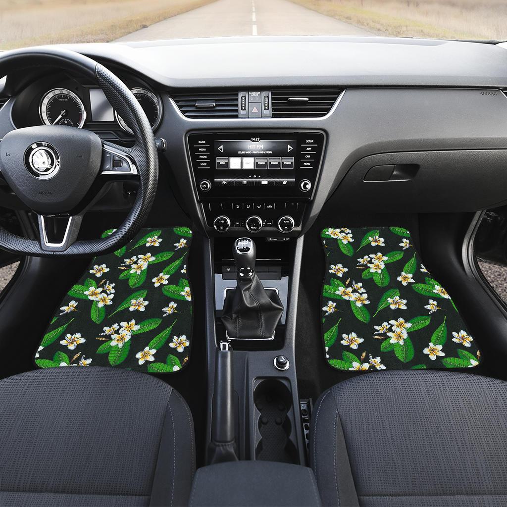 White Plumeria Pattern Print Design PM023 Car Floor Mats-JORJUNE.COM