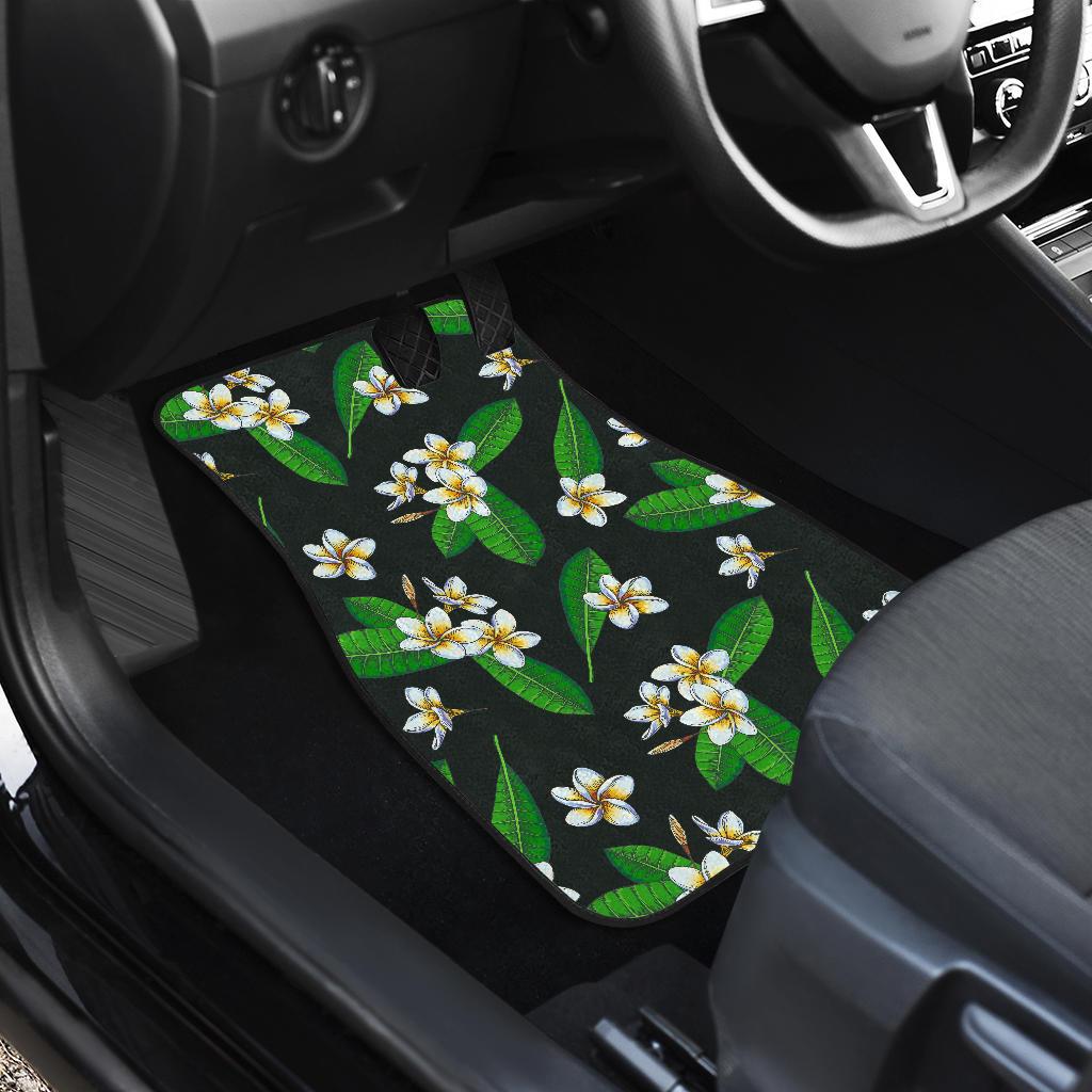 White Plumeria Pattern Print Design PM023 Car Floor Mats-JORJUNE.COM