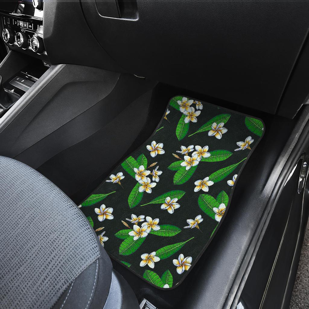 White Plumeria Pattern Print Design PM023 Car Floor Mats-JORJUNE.COM