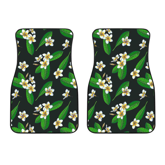 White Plumeria Pattern Print Design PM023 Car Floor Mats-JORJUNE.COM