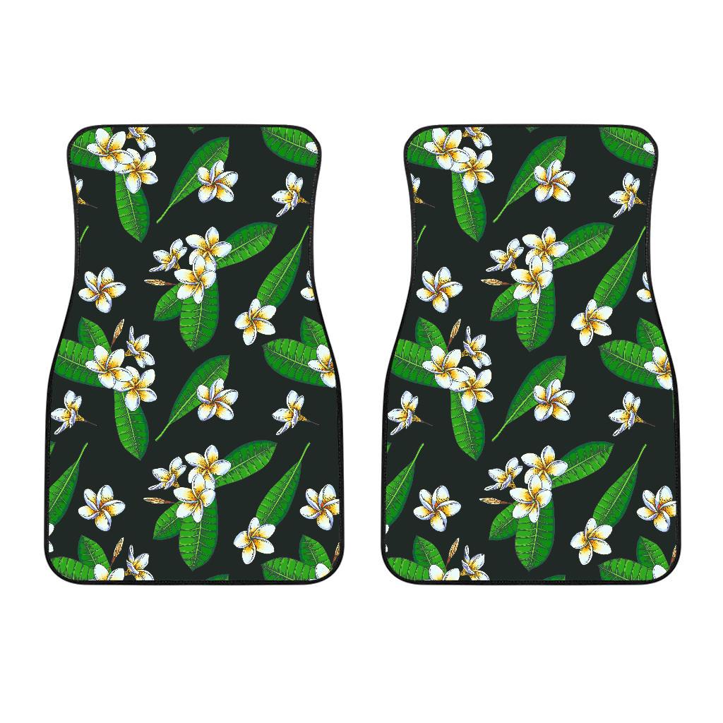 White Plumeria Pattern Print Design PM023 Car Floor Mats-JORJUNE.COM