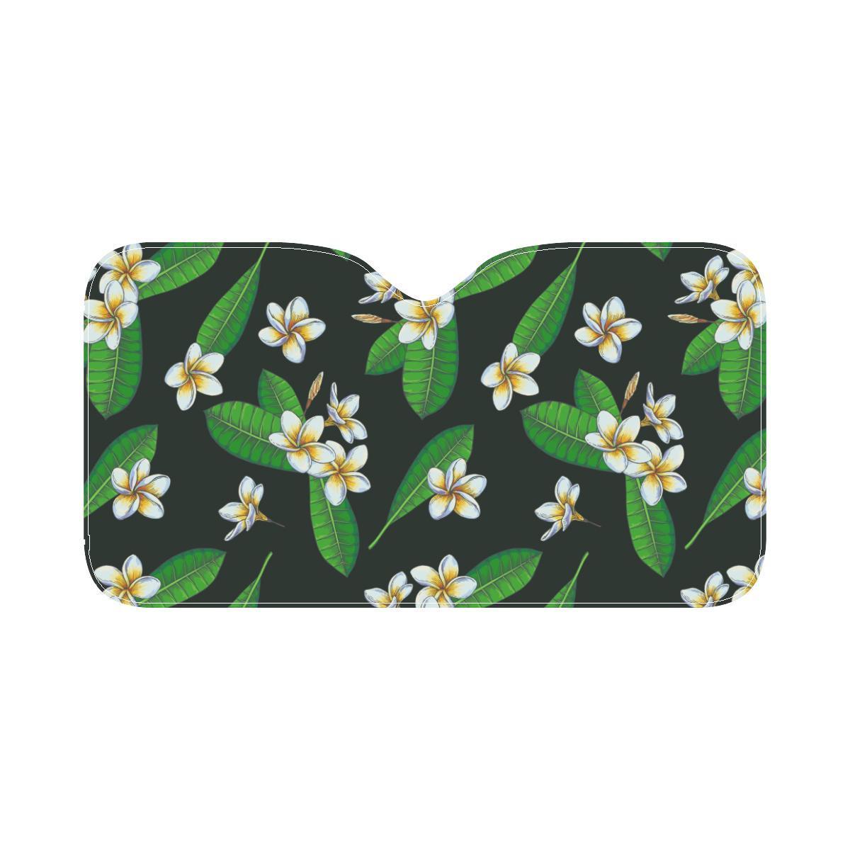 White Plumeria Pattern Print Design PM023 Car Sun Shade-JorJune