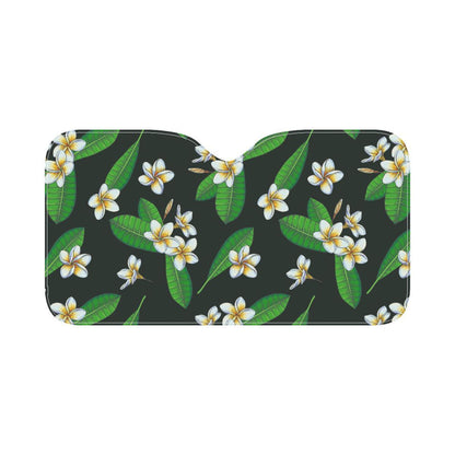 White Plumeria Pattern Print Design PM023 Car Sun Shade-JorJune