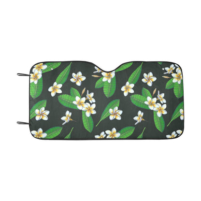 White Plumeria Pattern Print Design PM023 Car Sun Shade-JorJune
