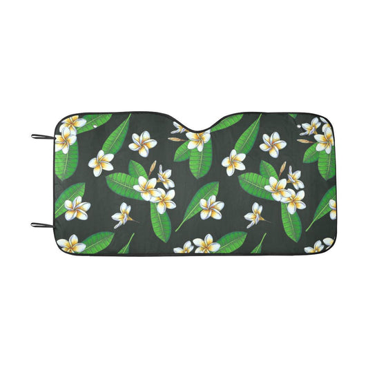 White Plumeria Pattern Print Design PM023 Car Sun Shade-JorJune