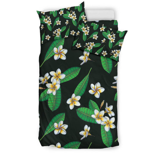 White Plumeria Pattern Print Design PM023 Duvet Cover Bedding Set-JORJUNE.COM
